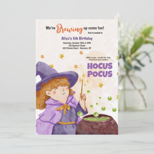 Hocus Pocus Halloween Verjaardag uitnodiging (Staand voorkant)