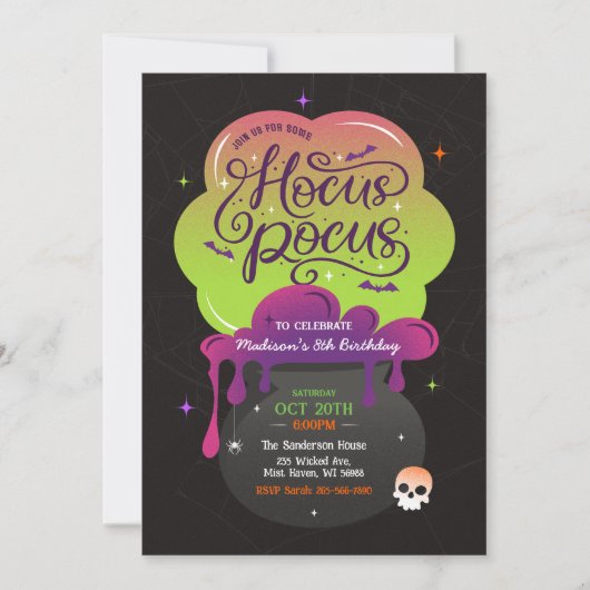 Hocus Pocus Halloween verjaardagsfeest uitnodiging (Voorkant)