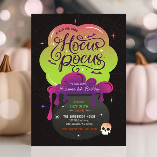 Hocus Pocus Halloween verjaardagsfeest uitnodiging