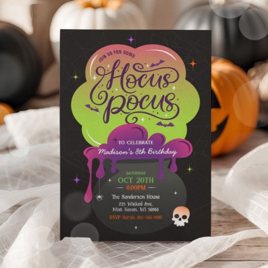 Hocus Pocus Halloween verjaardagsfeest uitnodiging