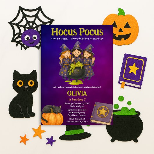 Hocus Pocus Halloween verjaardagsfeestje Kaart