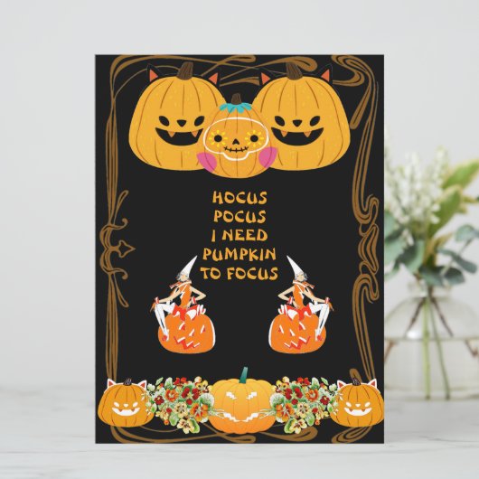 Hocus Pocus Halloween Witch Gold Lijst Spooky Dark Kaart (Staand voorkant)