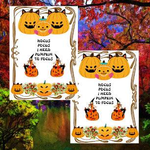Hocus Pocus Halloween Witch Spooky Gold Lijst Cute Kaart