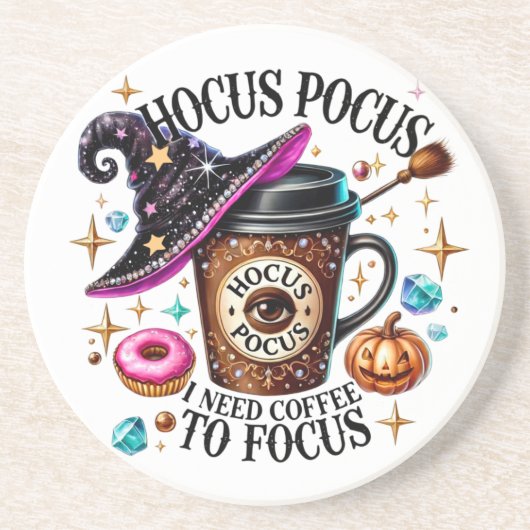 Hocus Pocus Halloween Zandsteen Onderzetter (Voorkant)