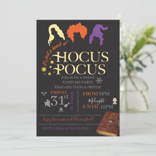 Hocus Pocus Halloweenfeest Kaart (Staand voorkant)