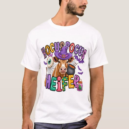 Hocus Pocus Heifer Halloween Cow T-shirt (Voorkant)