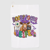 Hocus Pocus Heifer Halloween Koe Golfhanddoek (Voorkant)