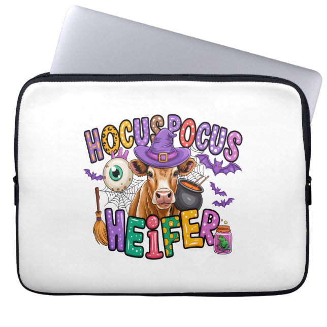 Hocus Pocus Heifer Halloween Koe Laptop Sleeve (Voorkant)