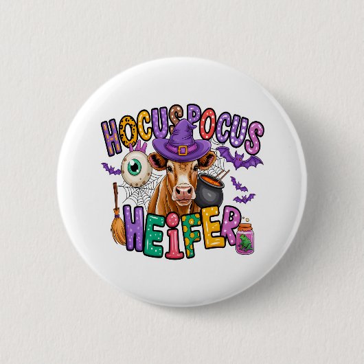 Hocus Pocus Heifer Halloween Koe Ronde Button 5,7 Cm (Voorkant)