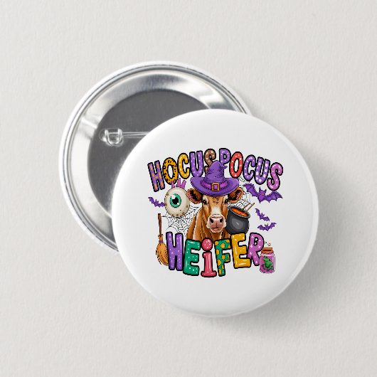 Hocus Pocus Heifer Halloween Koe Ronde Button 5,7 Cm (Voorkant /achterkant)