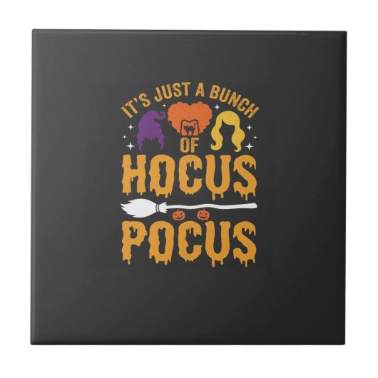 Hocus Pocus Heks Halloween Vectorontwerp Tegeltje (Voorkant)