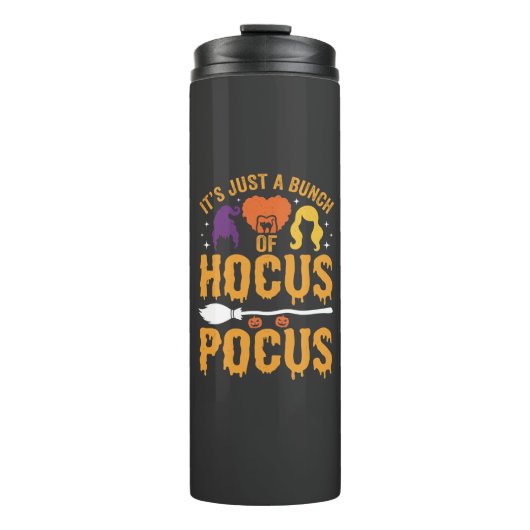 Hocus Pocus Heks Halloween Vectorontwerp Thermosbeker (Voorkant)