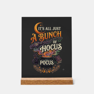 Hocus Pocus Heksenbezem Zwarte Kat Magische Ketel  Acryl Bord