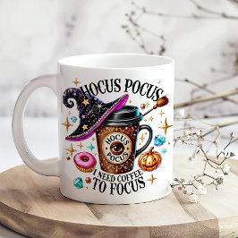 "Hocus Pocus I Need Coffee" Funny Witchy  Grote Koffiekop