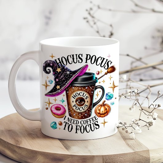 "Hocus Pocus I Need Coffee" Funny Witchy Grote Koffiekop