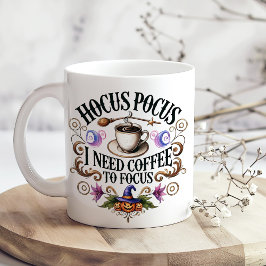 "Hocus Pocus I Need Coffee" Funny Witchy  Grote Koffiekop