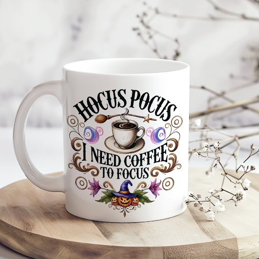 "Hocus Pocus I Need Coffee" Funny Witchy  Grote Koffiekop