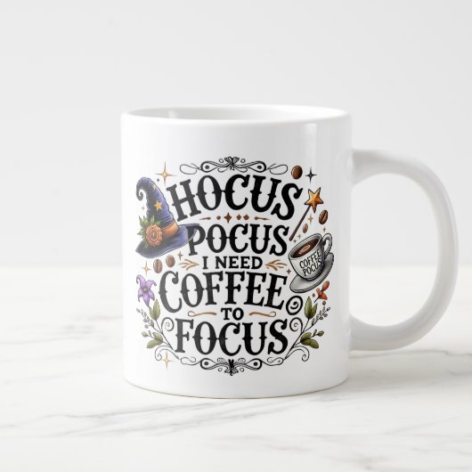 "Hocus Pocus I Need Coffee to Focus" Grote Koffiekop (Rechts)