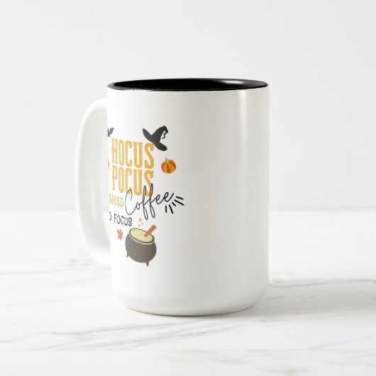 Hocus Pocus Ik heb koffie nodig om Halloween te fo Tweekleurige Koffiemok (Voorkant links)