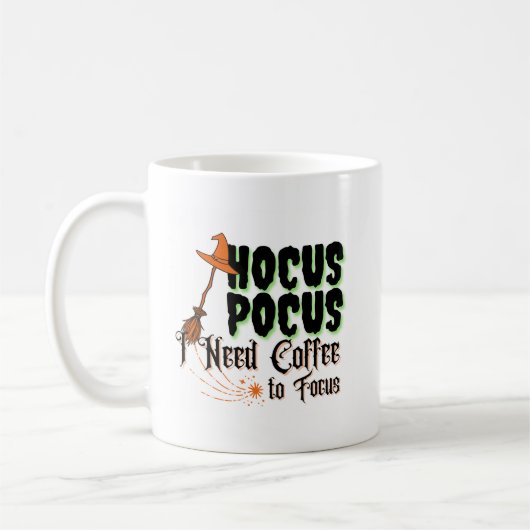 Hocus Pocus, ik heb koffie nodig om te focussen Koffiemok (Links)