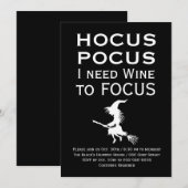HOCUS POCUS Ik heb Wijn nodig naar FOCUS Halloween Kaart (Voorkant / Achterkant)