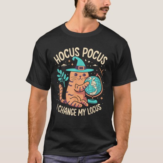 Hocus Pocus Ik verander mijn Locus Halloween Cat W T-shirt (Voorkant)