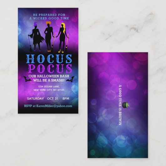 Hocus Pocus Invitations Visitekaartjes (Voorkant / Achterkant)