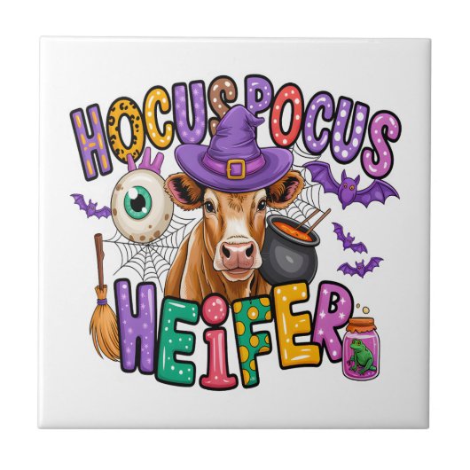 Hocus Pocus Kalf Halloween Koe Tegeltje (Voorkant)