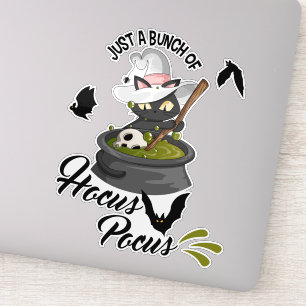 Hocus Pocus Kat Brouwt Toverdrank Ketel Magie Sticker