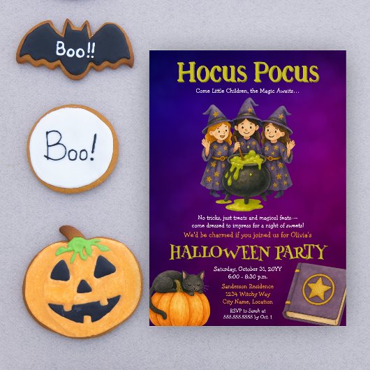 Hocus Pocus Kinder Halloween Party Kaart