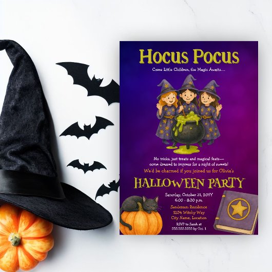 Hocus Pocus Kinder Halloween Party Kaart