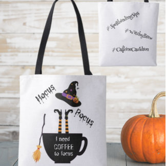 Hocus Pocus Koffie om te focussen Halloween Tas