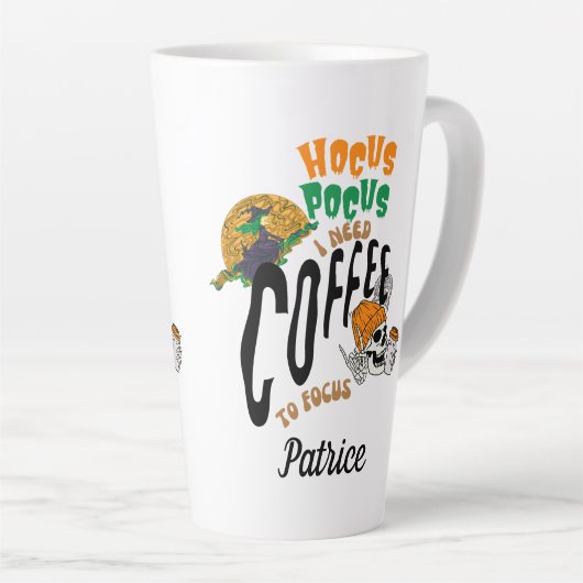 HOCUS POCUS KOFFIE TIJD HALLOWEEN SKELET HEKS LATTE MOK (Rechterhoek)