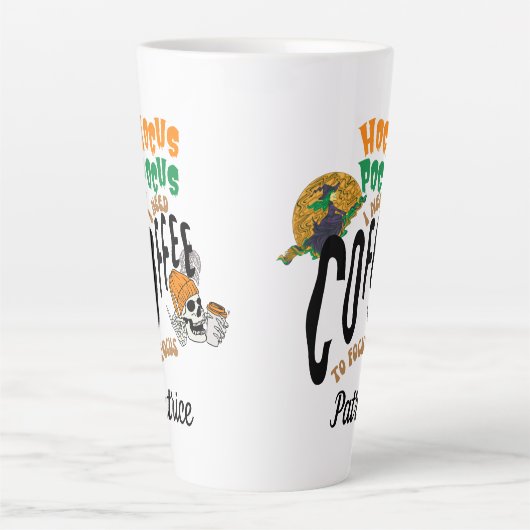 HOCUS POCUS KOFFIE TIJD HALLOWEEN SKELET HEKS LATTE MOK (Voorkant)