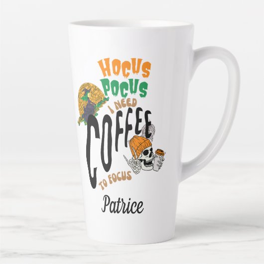 HOCUS POCUS KOFFIE TIJD HALLOWEEN SKELET HEKS LATTE MOK (Rechts)