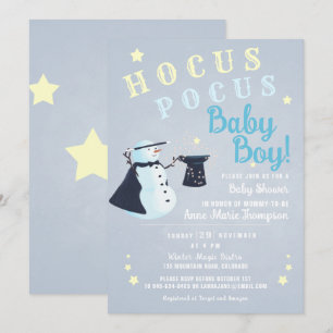 Hocus Pocus Magic Snowman Winter Boy Baby shower Kaart