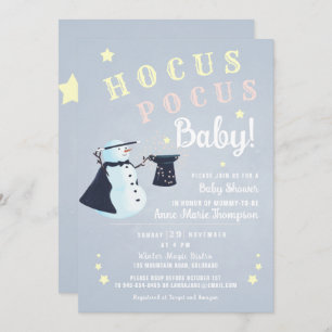 Hocus Pocus Magical Snowman Winter Baby shower Kaart