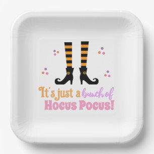 Hocus Pocus Modern Halloween Oranje Paarse quote Papieren Bordje