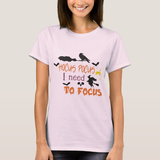 Hocus Pocus Modern Oranje en Black Halloween T-shirt (Voorkant)