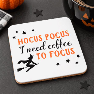 Hocus Pocus Modern Oranje en Zwarte Halloween Bier Onderzetter