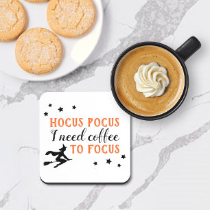 Hocus Pocus Modern Oranje en Zwarte Halloween Bier Onderzetter