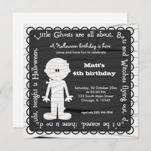 Hocus Pocus Mummy Birthday Kaart (Voorkant / Achterkant)