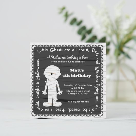 Hocus Pocus Mummy Birthday Kaart (Staand voorkant)