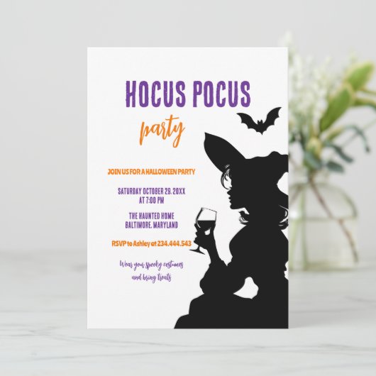Hocus Pocus Party Halloween heksenfeest Kaart (Staand voorkant)