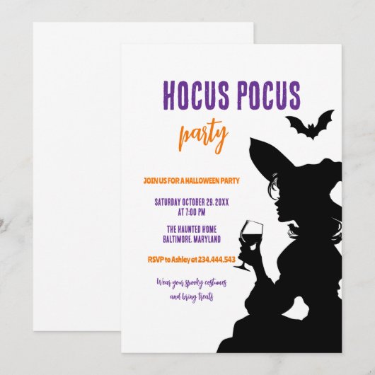 Hocus Pocus Party Halloween heksenfeest Kaart (Voorkant / Achterkant)