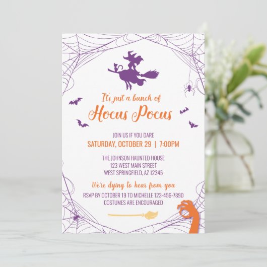 Hocus Pocus Party uitnodiging (Staand voorkant)