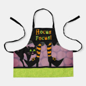 Hocus Pocus Quote Halloween Heksenbenen Zwart Kat Schort (Voorkant)