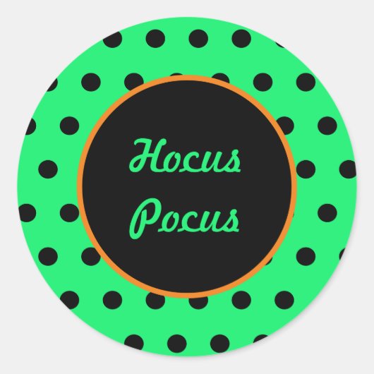Hocus Pocus Ronde Stickers (Neon Groen & Zwart) (Voorkant)