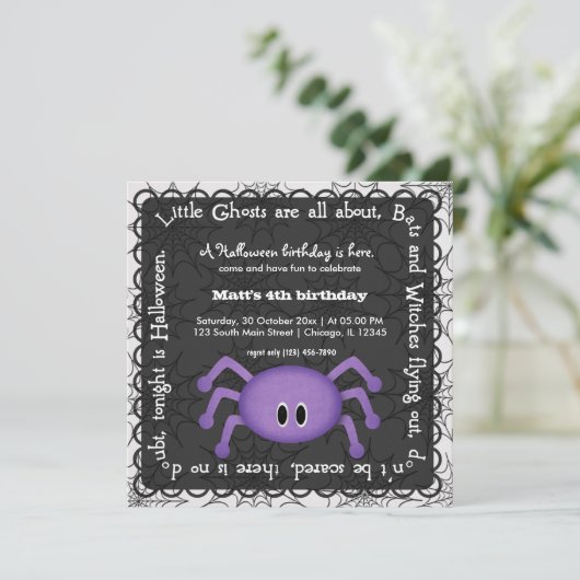 Hocus Pocus Spider Birthday Kaart (Staand voorkant)