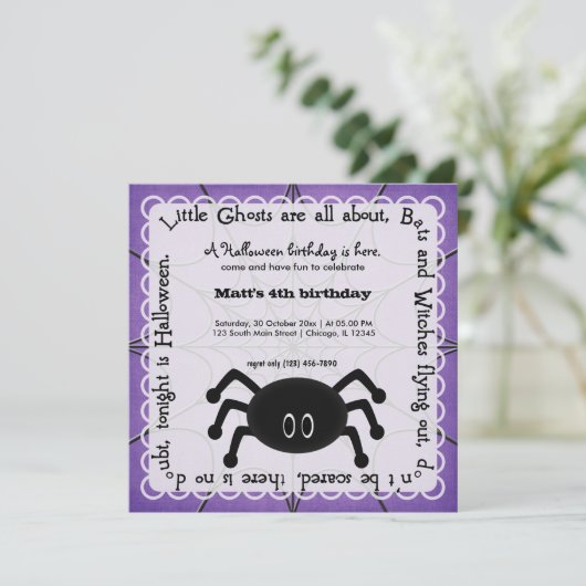 Hocus Pocus Spider Birthday Kaart (Staand voorkant)